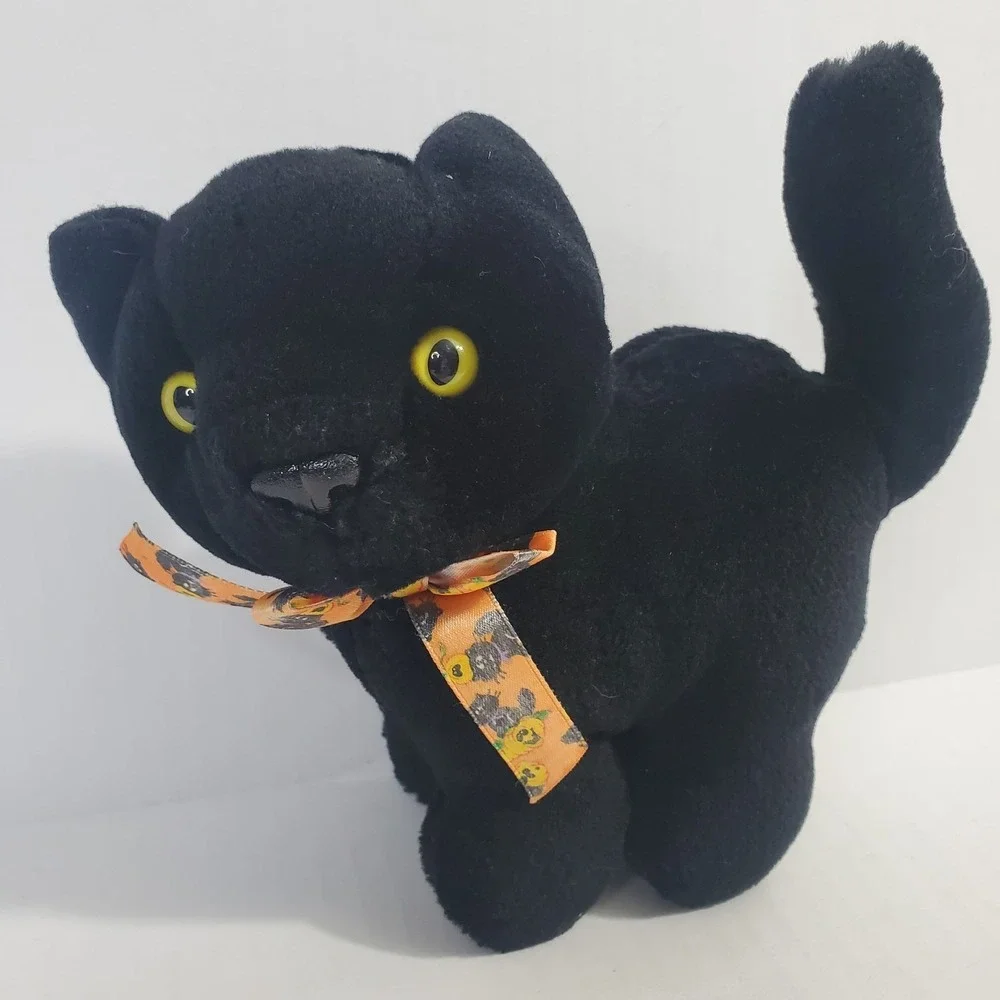 Vintage Arched‎ Back Black Cat Halloween Plush 7